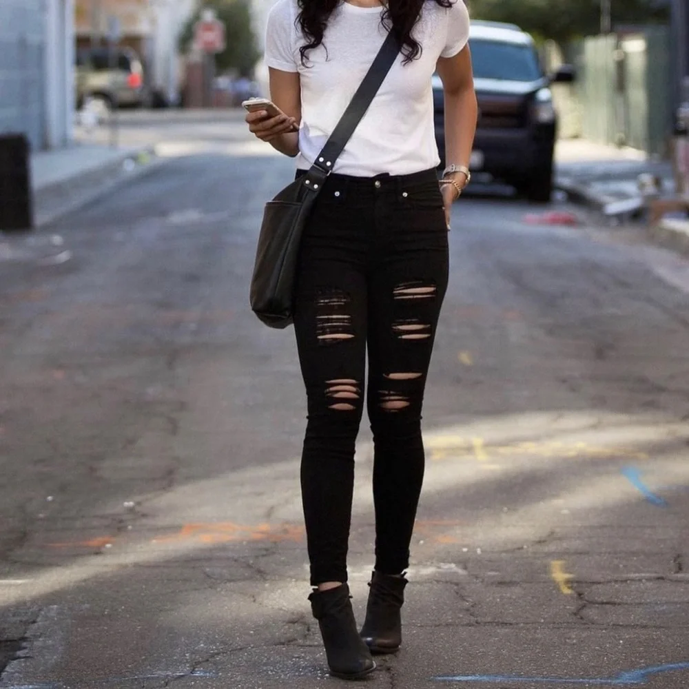 Good‎ American Good Legs Ripped Skinny Jeans Black002